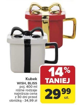 Kubek WISH, BLISS poj. 400 ml różne rodzaje najniższa cena z 30 dni przed obniżką - 34,99 zł promocja w Carrefour