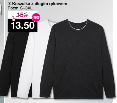 Koszulka z długim rękawem Rozm. S-3XL promocja w Woolworth