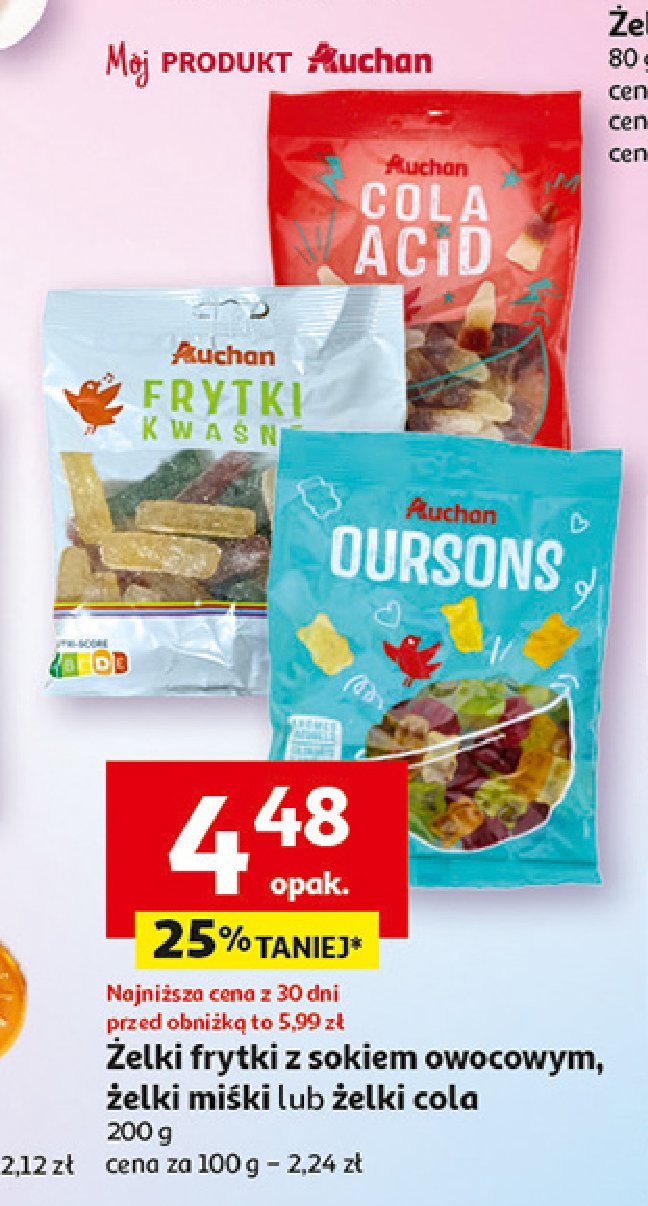Żelki cola Auchan różnorodne (logo czerwone) promocja w Auchan