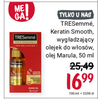 Olejek wygładzający keratin smooth Tresemme promocja
