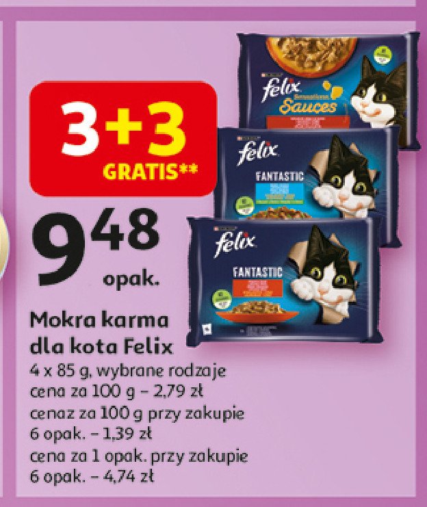 Karma dla kota wołowina i kurczak Purina felix fantastic promocja w Auchan