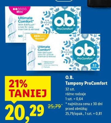 Tampony ProComfort, różne rodzaje promocja w Lidl