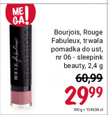 Pomadka satynowa 06 sleepink beauty Bourjois rouge fabuleux promocja