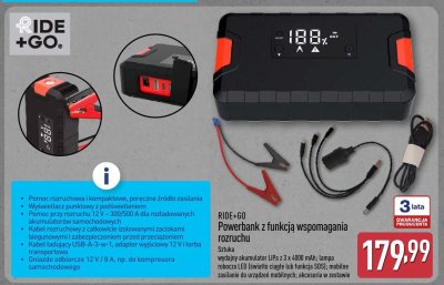 Powerbank z funkcją wspomagania rozruchu RIDE+GO promocja w Aldi