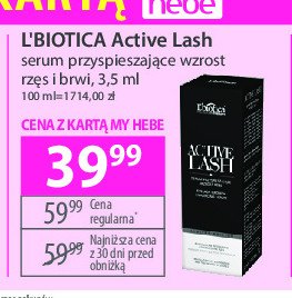Serum przyśpieszający wzrost rzęs L'biotica active lash Active lash & brow promocja