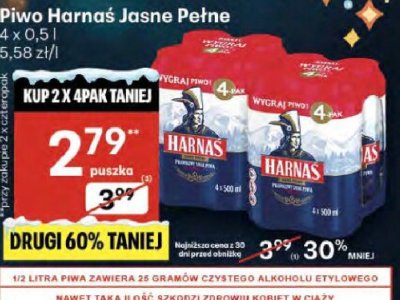 Piwo Harnaś Jasne Pełne promocja w Delikatesy Centrum