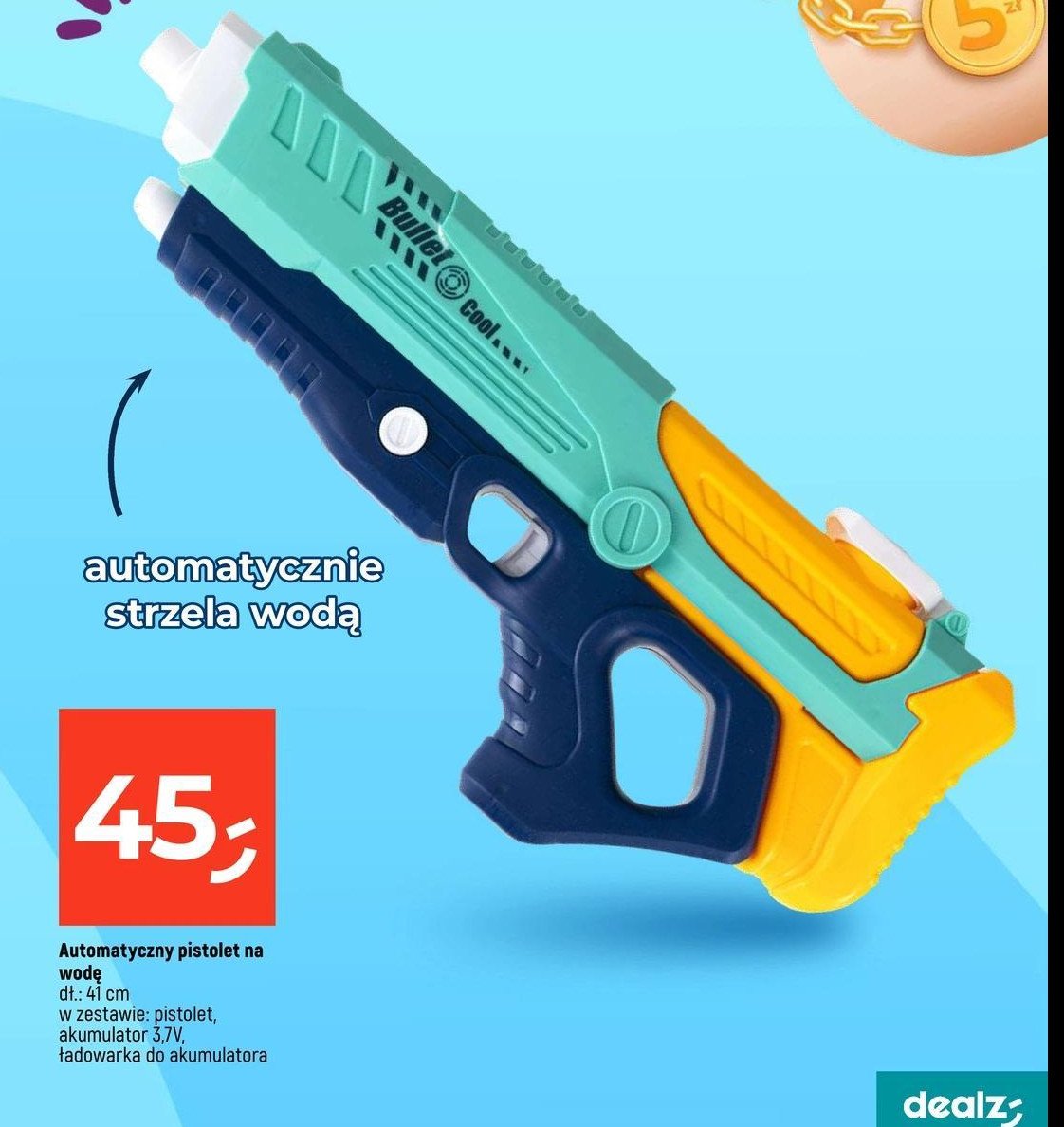 Pistolet automatyczny na wodę BULLET promocja w Dealz