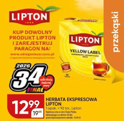 Herbata ekspresowa Lipton Yellow Label promocja w Chata Polska
