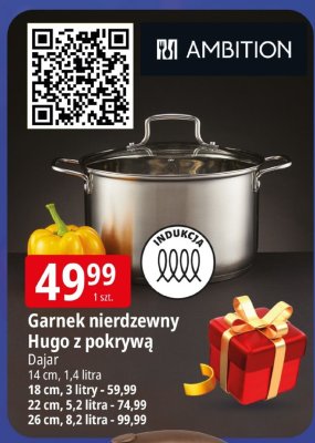 Garnek nierdzewny Hugo z pokrywą Dajar promocja w Leclerc