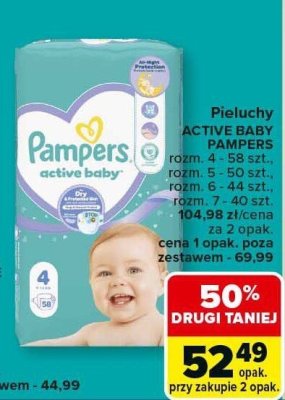 Pieluchy Pampers ACTIVE BABY różne rodzaje promocja w Carrefour Market