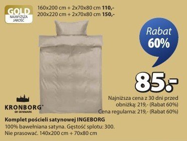 Komplet pościeli satynowej KRONBORG INGEBORG promocja w Jysk