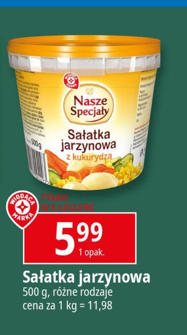 Sałatka jarzynowa z kukurydzą Wiodąca marka nasze specjały promocja