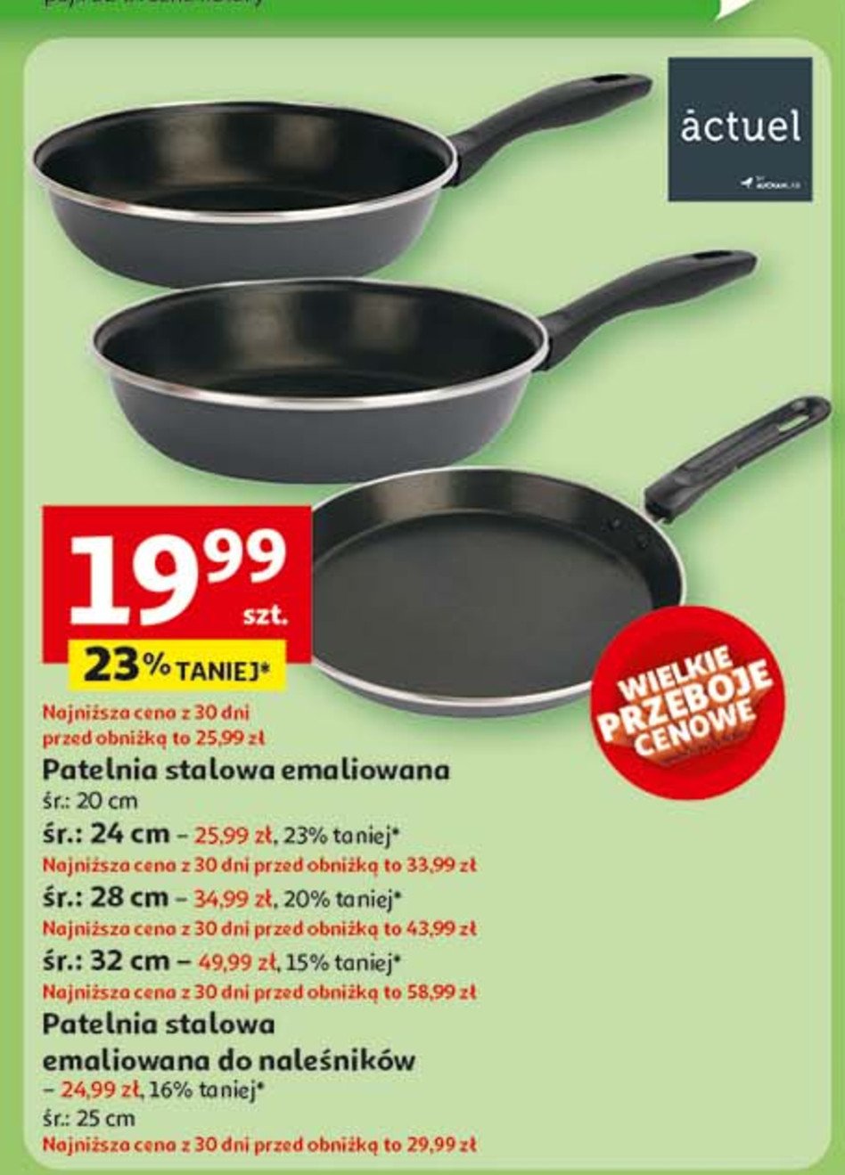 Patelnia stalowa emaliowana 24 cm Actuel promocja w Auchan