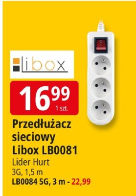 Przedłużacz sieciowy Libox LB0081 Lider Hurt 3G 1.5 m promocja w Leclerc