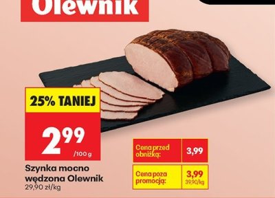 Szynka mocno wędzona Olewnik promocja w Biedronka
