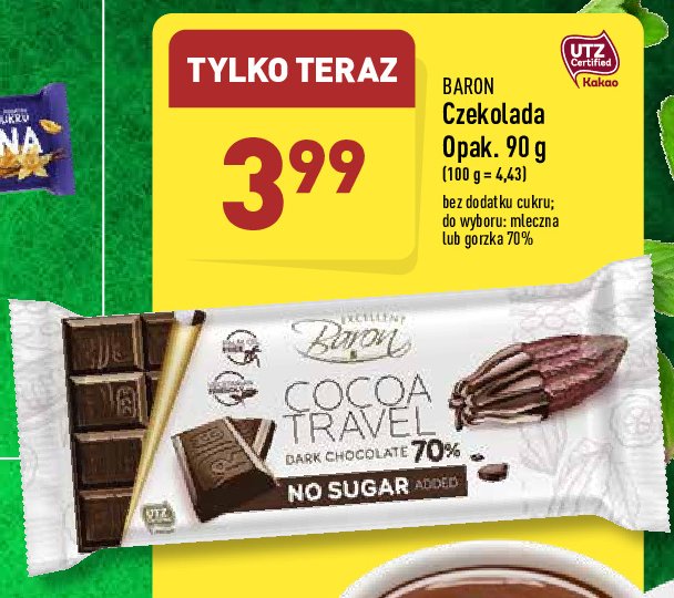 Czekolada mleczna Baron cocoa travel promocja