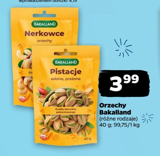 Pistacje prażone Bakalland promocja