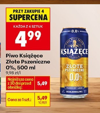 Piwo Złote Pszeniczne 0%, 500 ml promocja w Biedronka