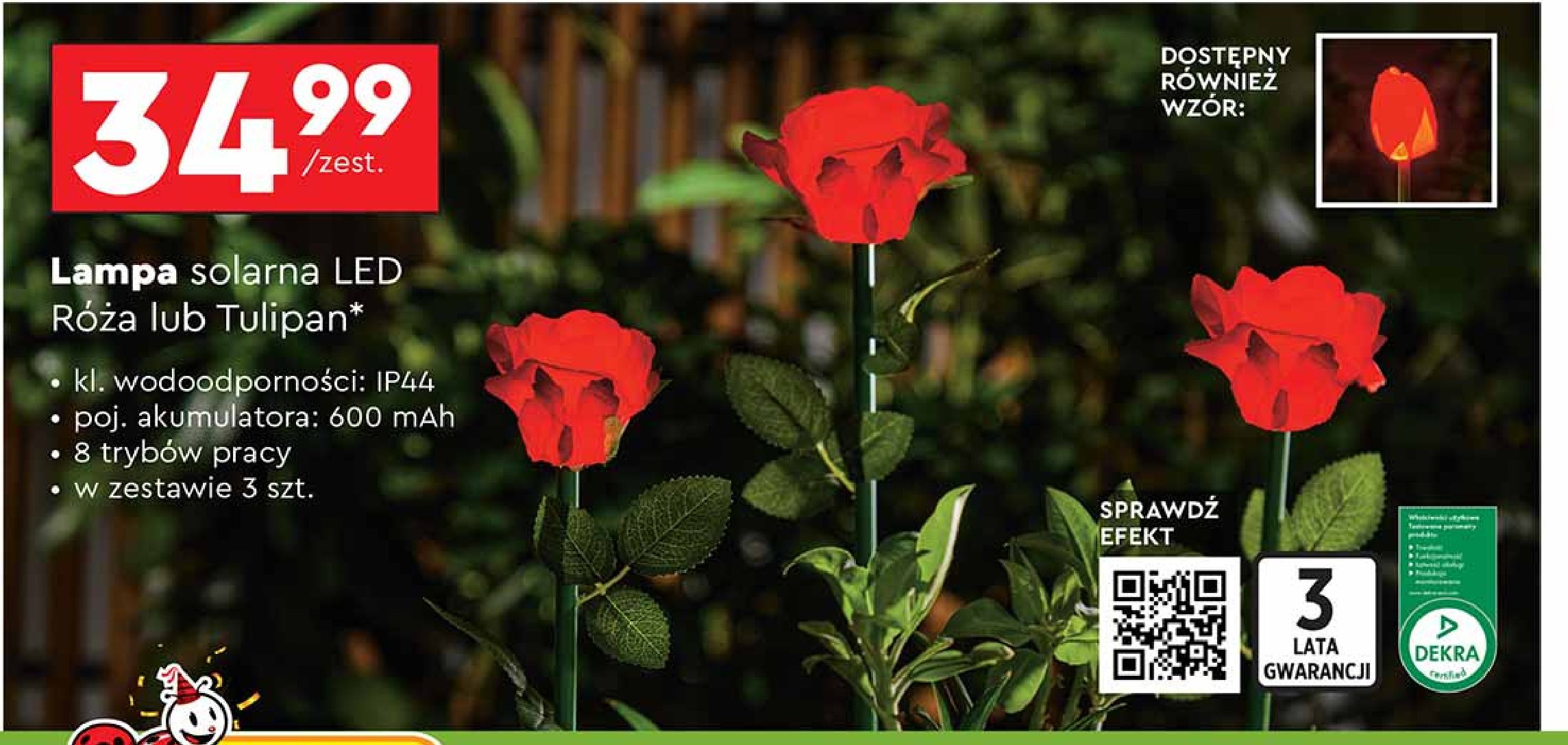 Lampa solarna róża promocja w Biedronka