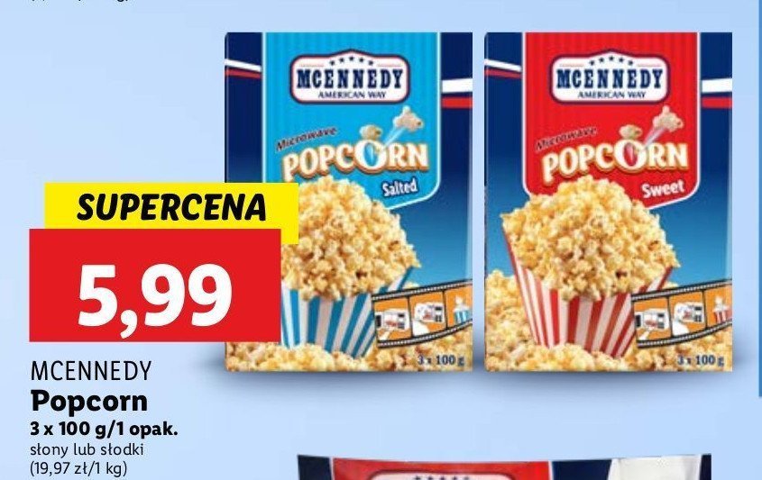 Popcorn do mikrofalówki słodki Mcennedy promocja