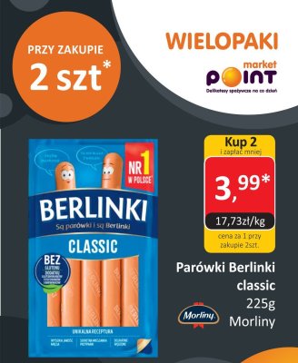 Parówki Berlinki classic Morliny 225g promocja w Market Point