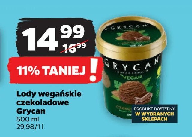 Lody czekoladowe Grycan vegan promocja