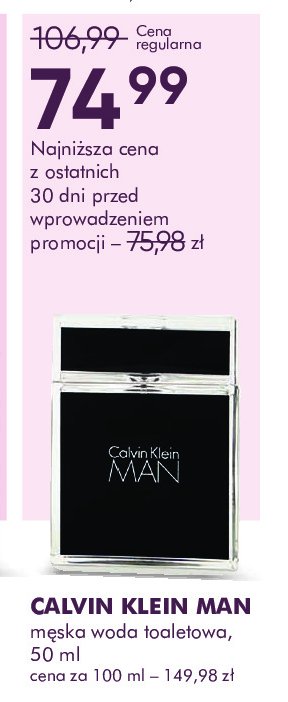 Woda toaletowa Calvin klein man promocja w Super-Pharm