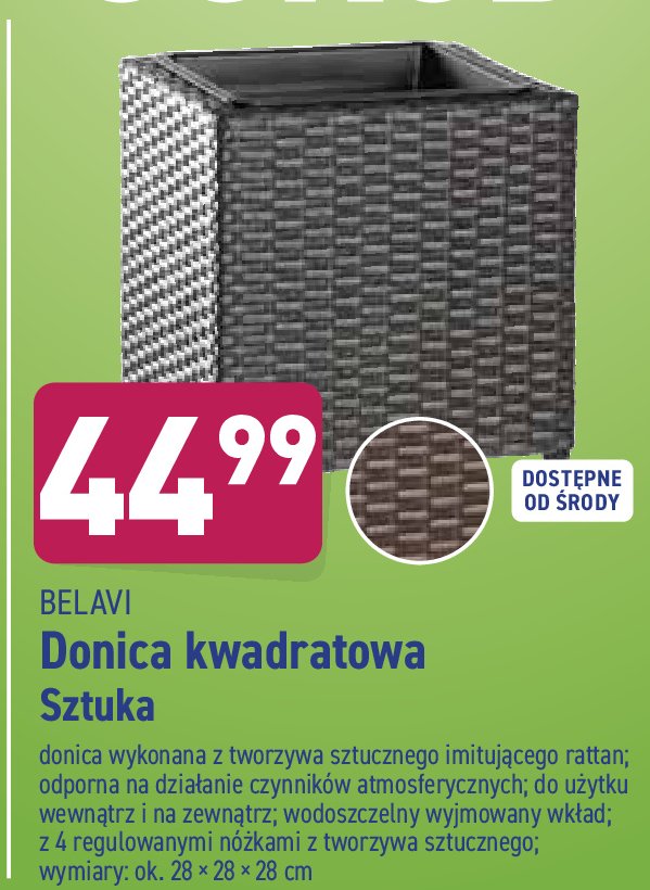 Donica kwadratowa 28 x 28 x 28 cm rattanowa promocja