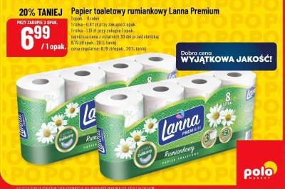 Papier toaletowy rumiankowy Lanna Premium 1 opak. 8 rolek promocja w POLOmarket
