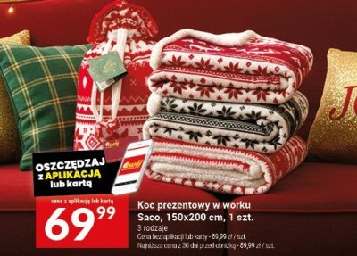 Koc prezentowy w worku Saco 150x200 cm promocja w Twój Market