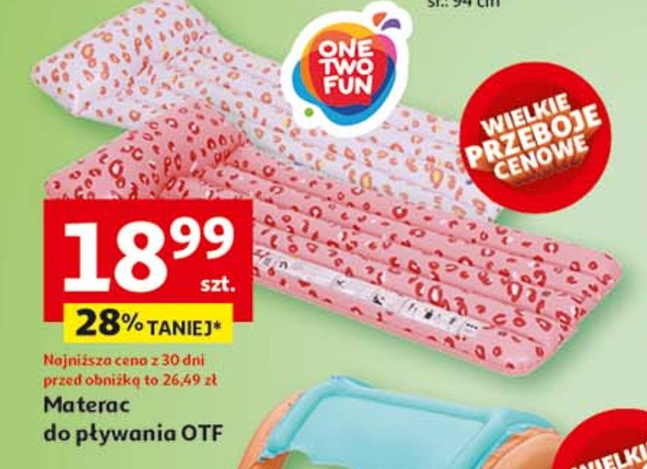 Materac do pływania otf One two fun promocja w Auchan