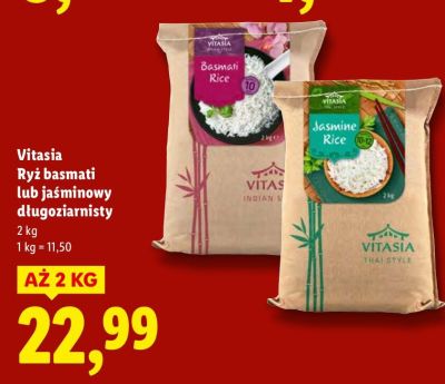 Ryż basmati lub jaśminowy długoziarnisty Vitasia promocja w Lidl