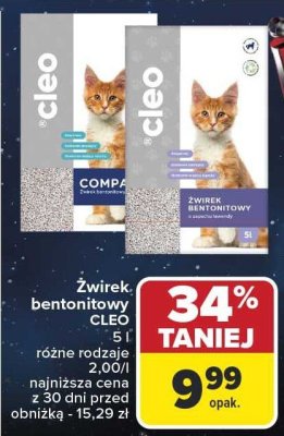 Żwirek bentonitowy, różne rodzaje promocja w Carrefour