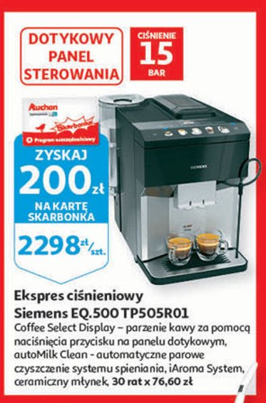 Ekspres ciśnieniowy eq.500 tp505r01 Siemens promocja