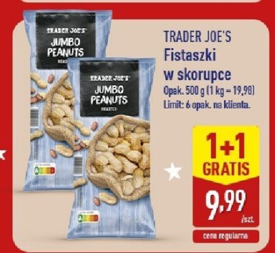Fistaszki w skorupce Jumbo Peanuts 1+1 GRATIS promocja w Aldi