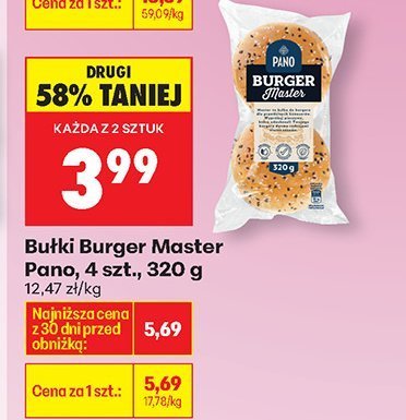 Bułki Burger Master Pano, 4 szt., 320 g promocja w Biedronka