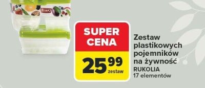 Zestaw plastikowych pojemników na żywność Rukola - 17 elementów BranQ promocja w Carrefour