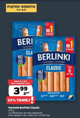 Parówki Berlinki Classic promocja w Netto