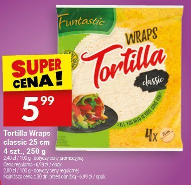 Tortilla Wraps classic 25 cm, 4 szt., 250 g promocja w Twój Market