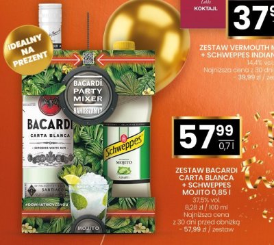 Zestaw BACARDI CARTA BLANCA + SCHWEPPES MOJITO 0,85 l promocja w Twój Market
