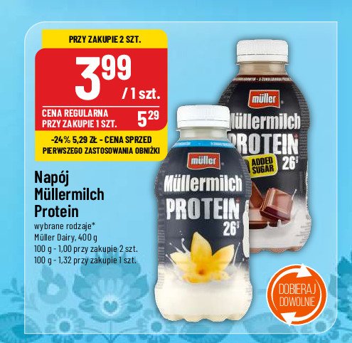 Napój mleczny czekoladowy Muller mullermilch protein promocja