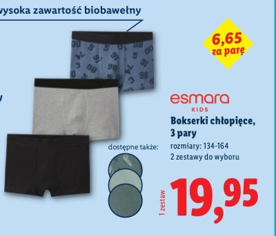 Bokserki chłopięce 3 pary, rozmiary: 134-164 promocja w Lidl