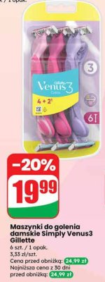 Maszynki do golenia damskie Simply Venus3  promocja w Dino