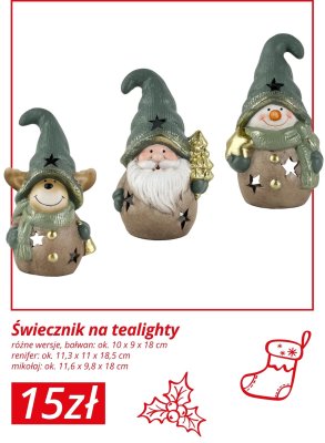 Świecznik na tealighty bałwan promocja w KiK