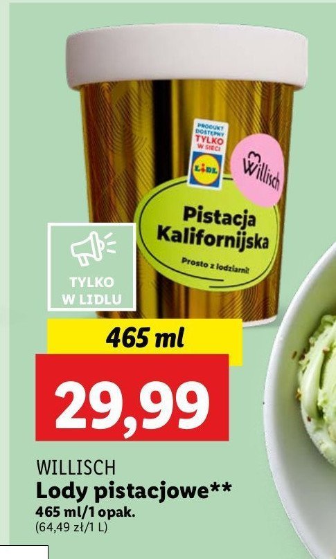 Lody pistacja kalifornijska Willisch promocja w Lidl