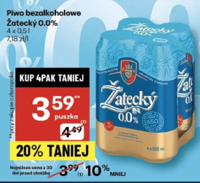 Piwo Žatecký 0.0% 4x0.5l promocja w Delikatesy Centrum