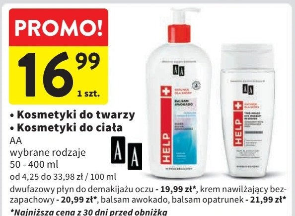 Balsam do ciała odżywienie suchej skóry awokado Aa help promocja w Intermarche