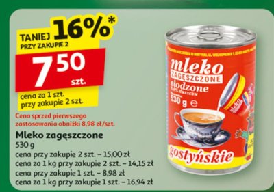 Mleko zagęszczone Gostyń 530g promocja w Auchan