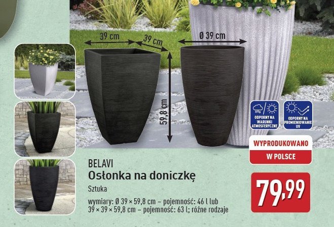 Os艂onka na doniczk臋 39 x 39 x 59.8 cm BELAVI promocja