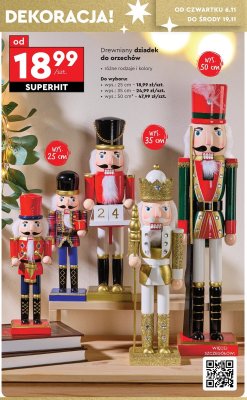 Drewniany dziadek do orzechów 35 cm promocja w Biedronka